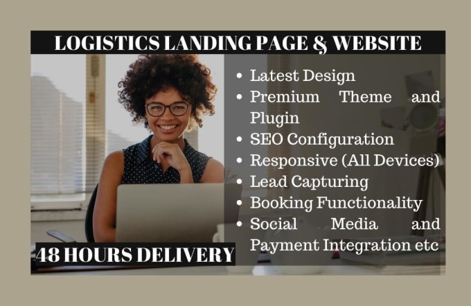 Gig Preview - Build logistics, cargo, freight broker, trucking landing page and website