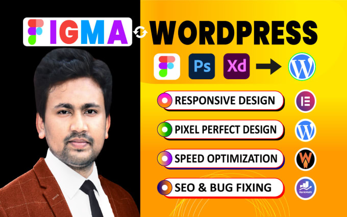 Gig Preview - Convert figma to wordpress xd to wordpress wix html ai psd to wordpress website