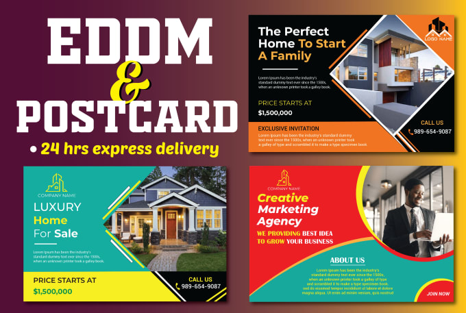 Gig Preview - Design professional door direct mail eddm, promotional postcards in 24 hours