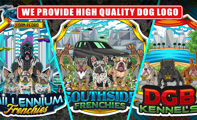 Gig Preview - Make cool logo for frenchie, bully, puppy, dog kennel or club