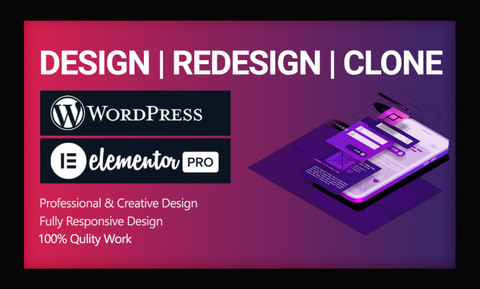 Gig Preview - Design, redesign or clone wordpress website by elementor pro