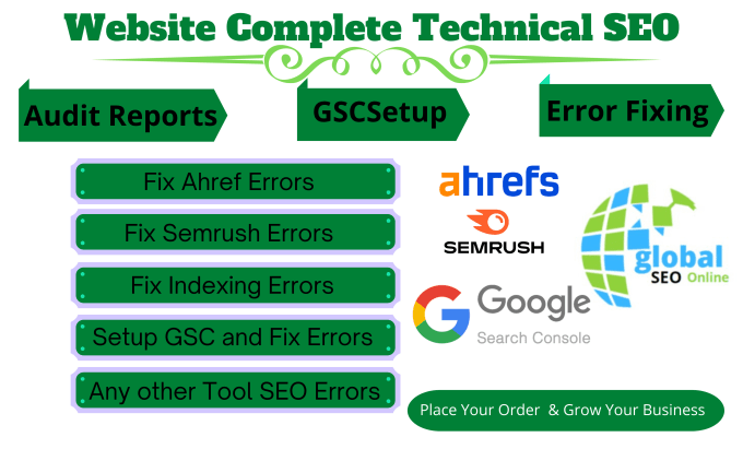 Gig Preview - Fix search console ahref semrush errors and manages monthly technical SEO