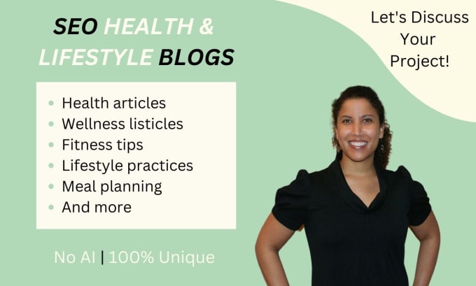 Gig Preview - Write your SEO health, wellness, med spa, and fitness articles and blogs