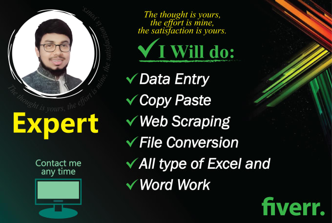 Gig Preview - Be your perfect data entry expert and web search