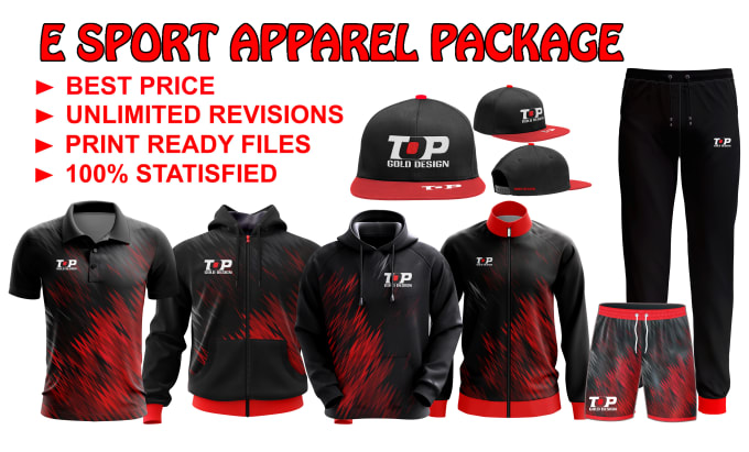 Gig Preview - Design an esports jersey hoodie polo shirts hats design  and jacket package