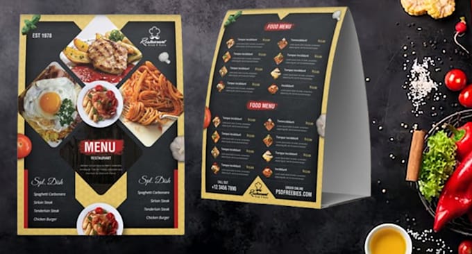 Gig Preview - Create attractive modern menu restaurant menu digital menu