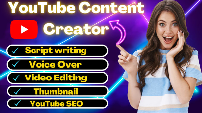 Gig Preview - Be your youtube video content creator and video editor