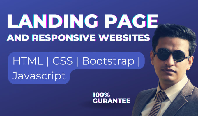 Gig Preview - Create and deploy landing page with HTML CSS bootstrap and js