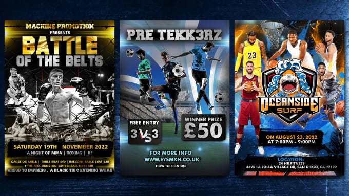 Gig Preview - Create professionally any sports flyer designed in 24 hours