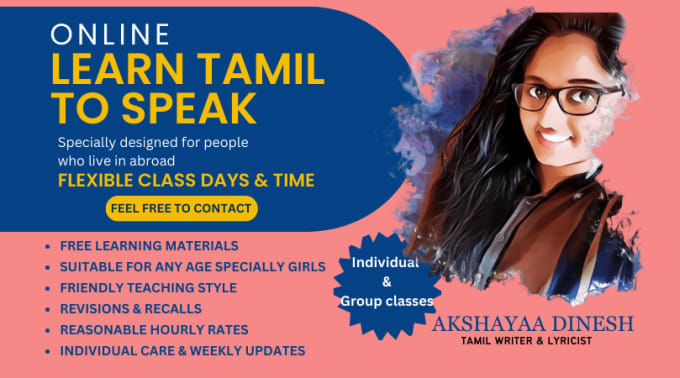 Gig Preview - Teach tamil through english in online