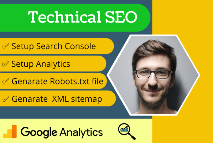 Gig Preview - Setup google analytics, search console, generate robots txt and sitemap