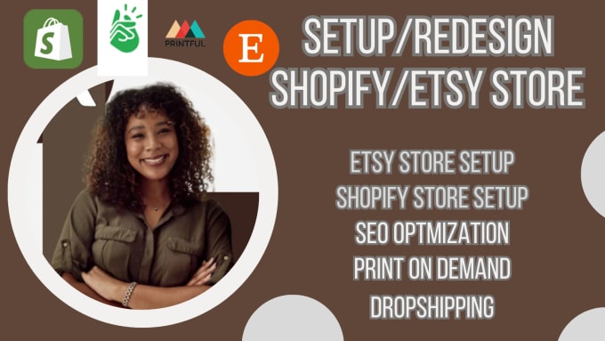 Gig Preview - Setup shopify printful printify gelato etsy print on demand shopify dropshipping