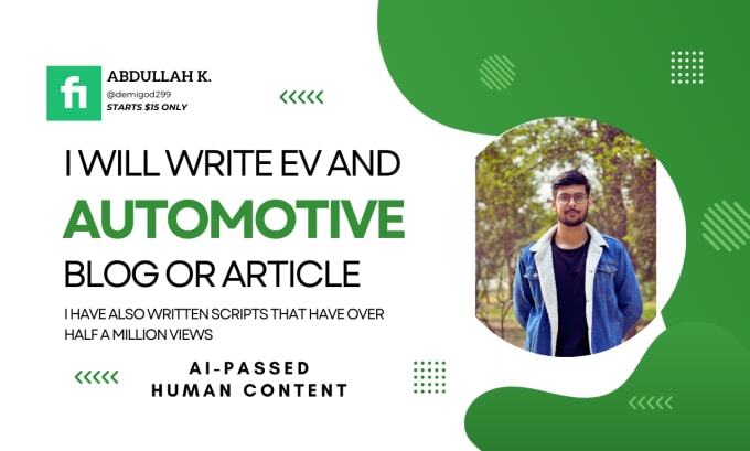 Gig Preview - Write an SEO automotive electric car blog or article