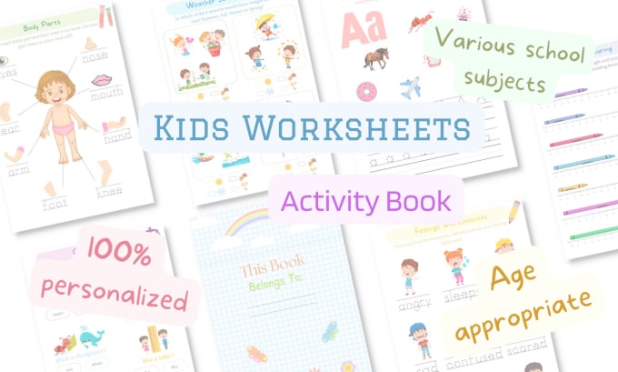 Gig Preview - Create kids activity book and learning worksheets