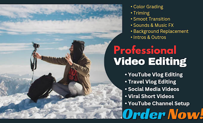 Gig Preview - Edit your youtube vlogs, shorts videos and reels professionally