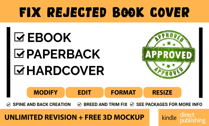 Gig Preview - Fix, modify, format, and resize rejected kdp book cover