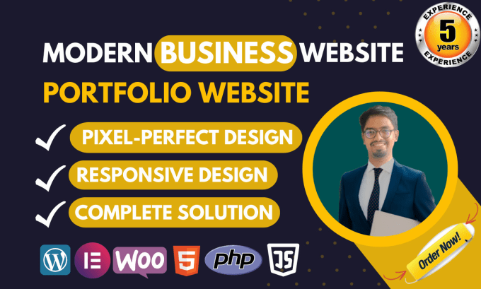 Gig Preview - Develop a modern business website or portfolio website for your small business