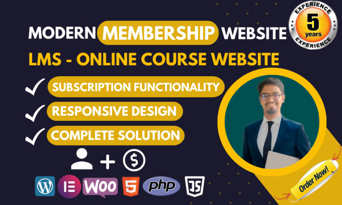 Gig Preview - Develop dynamic wordpress membership site, lms site, course selling website