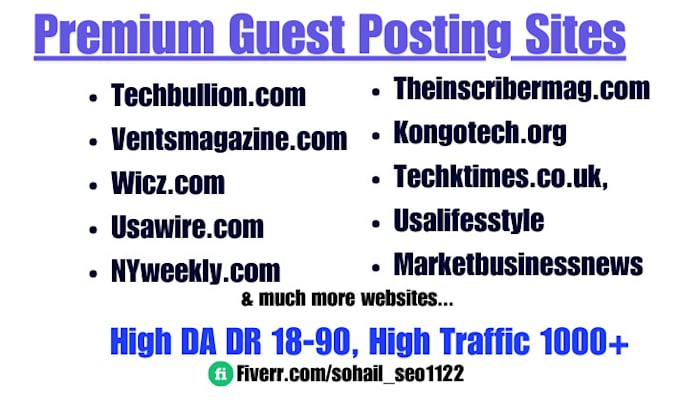 Gig Preview - Do guest post on premium sites techbullion usawire ventsmagazine wicz etc