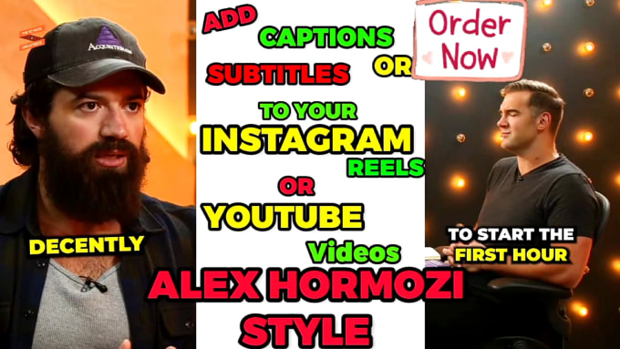 Gig Preview - Edit alex hormozi style captions for instagram reels