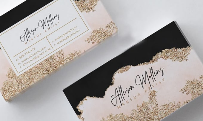 Gig Preview - Do gold glitter business card design rose gold card