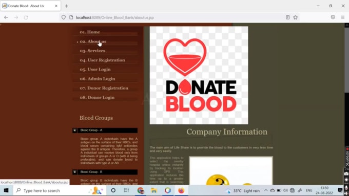 Gig Preview - Blood bank management using java web application