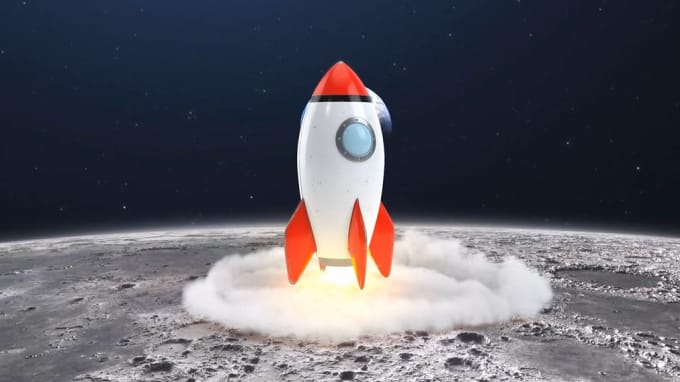 Gig Preview - Make 3d rocket launch on the moon logo reveal