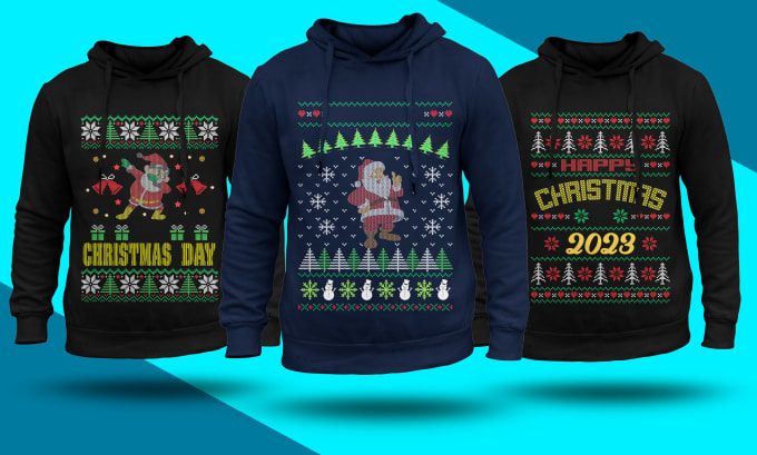 Gig Preview - Create ugly christmas, typography sweater and t shirt design