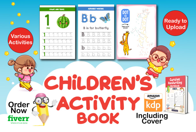 Gig Preview - Design kindergarten worksheets, kids activity book for kdp