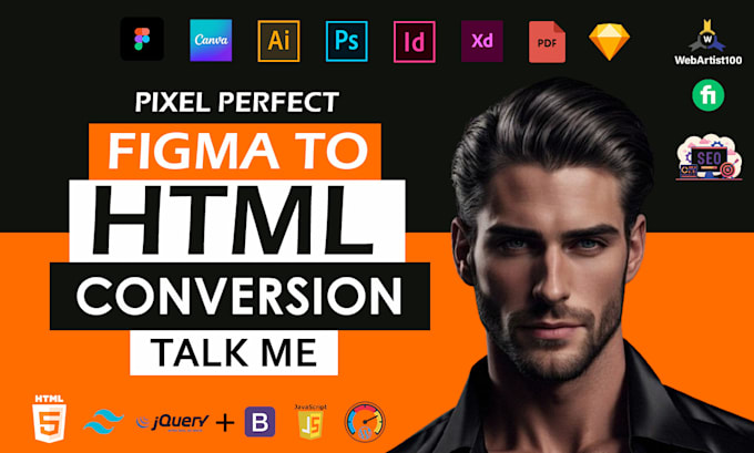 Gig Preview - Convert figma to html, canva to html, png,xd,jpg to html cbc