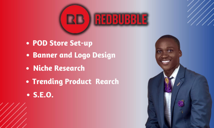 Gig Preview - Design red bubble store, printify, digistore, bubble design, pod product