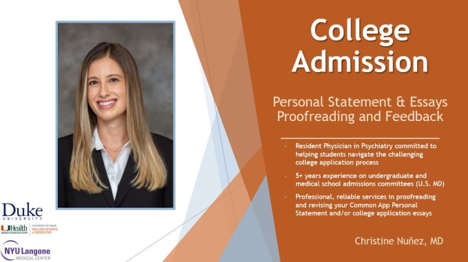 Gig Preview - Refine your college admission personal statement and essays