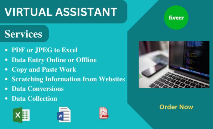 Gig Preview - Do any virtual assistant, data entry and web research job