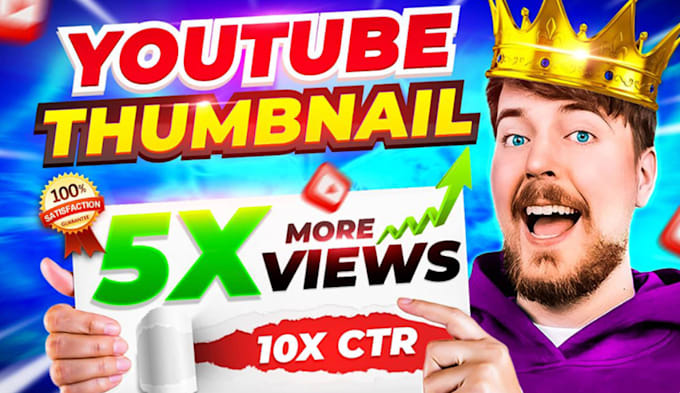 Gig Preview - Design attractive clickbait amazing youtube thumbnail in 3hr