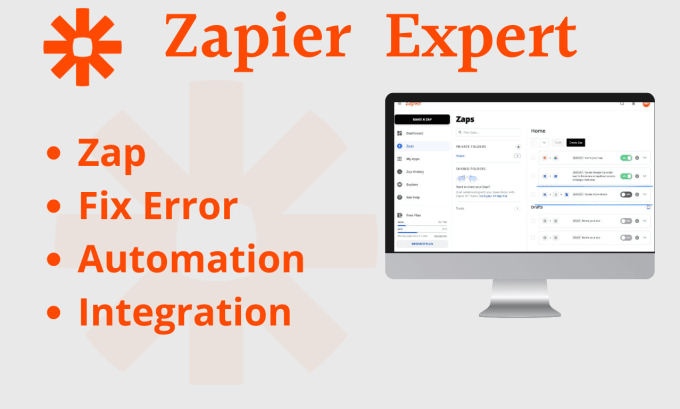 Gig Preview - Set up zapier, zapier automation, zapier integration