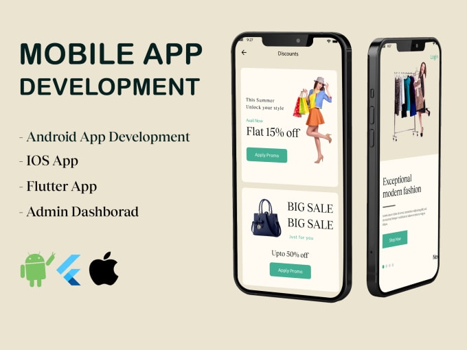 Gig Preview - Be your flutter mobile app developer, develop android and ios apps with flutter