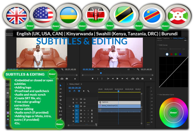 Gig Preview - Add kinyarwanda, kirundi, and swahili subtitles, and captions to your videos