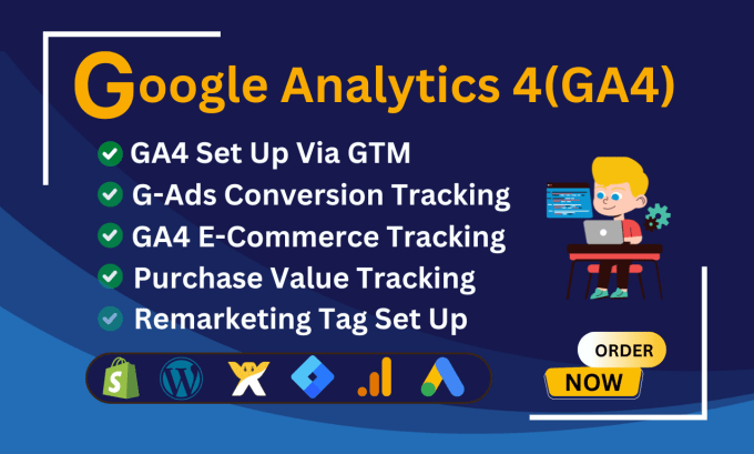 Gig Preview - Fix or setup google analytics 4, ga4 ecommerce tracking, conversion tracking GTM