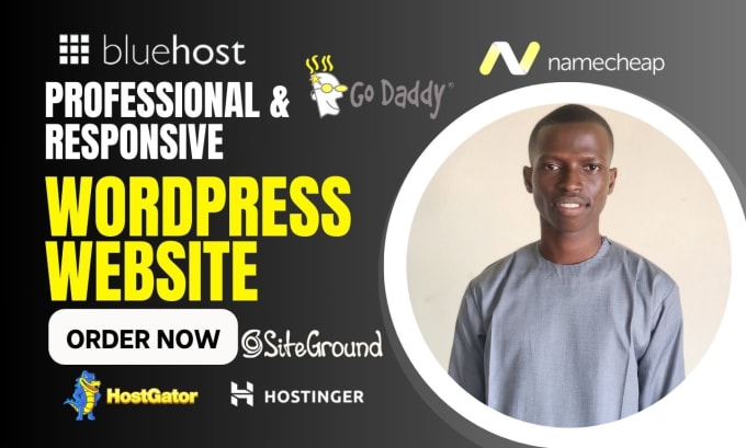 Gig Preview - Build wordpress website on bluehost namecheap hostinger godaddy siteground ionos