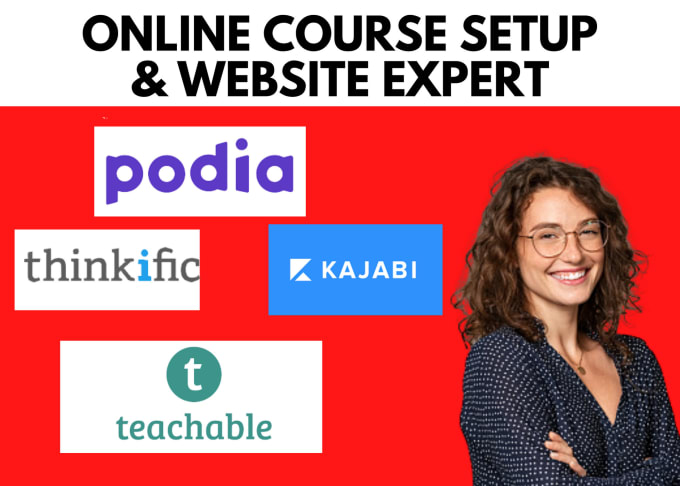 Gig Preview - Build teachable podia kajabi thinkific online course website sales funnel