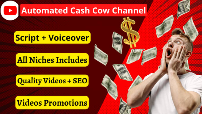 Gig Preview - Create automated cash cow channel, cash cow videos, cash cow youtube