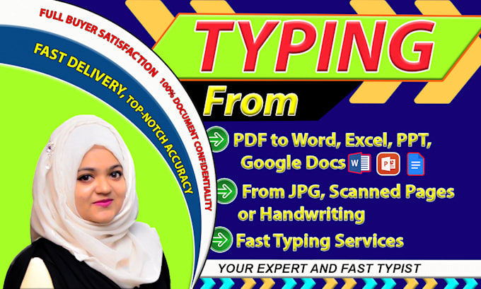 Gig Preview - Do typing job, retype scanned or handwriting document, fast typist