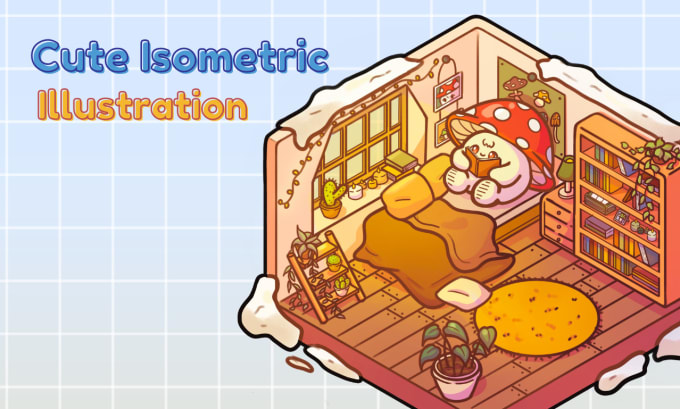 Gig Preview - Draw a cute isometric illustration