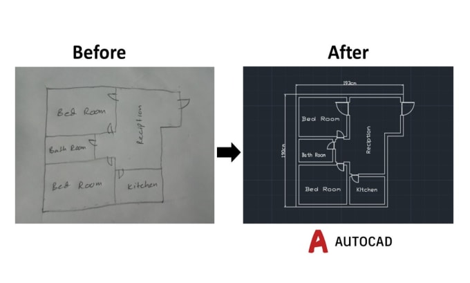 Gig Preview - Draw 2d architectural floor plan by using autocad