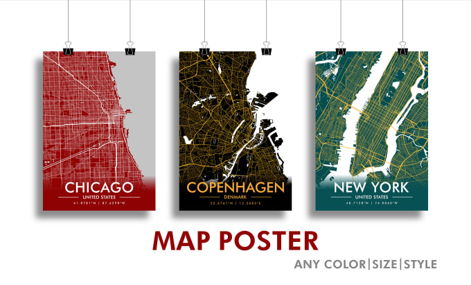 Gig Preview - Design city map posters, printable map art