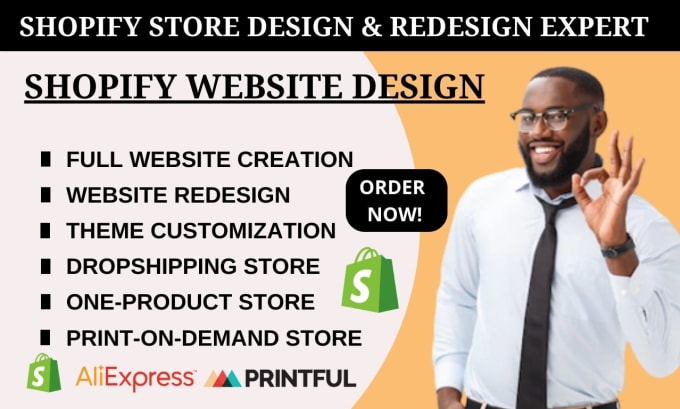 Gig Preview - Build shopify website design shopify store redesign dropshipping ecommerce store