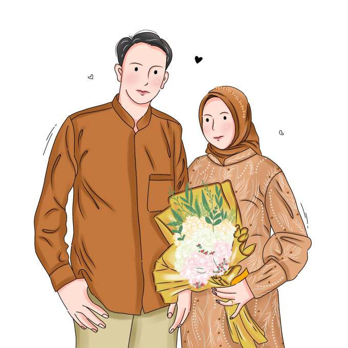 Bestseller - draw cute couple and wedding portrait illustration