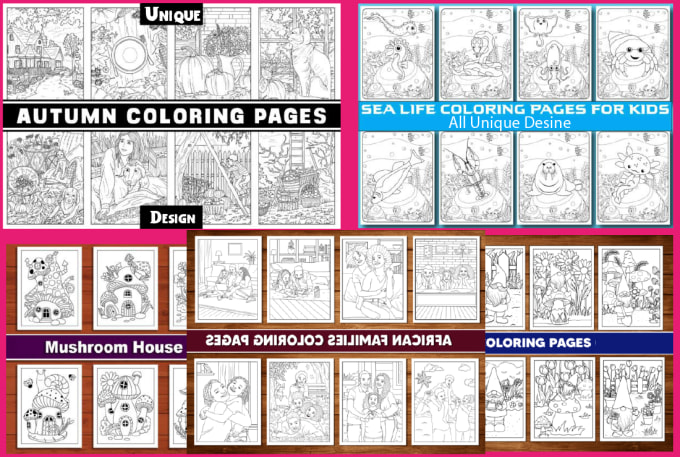 Gig Preview - Make kids and adults coloring book interior pages