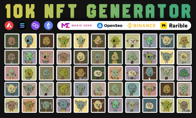 Gig Preview - Generate 10k nft art collection with metadata and rarities