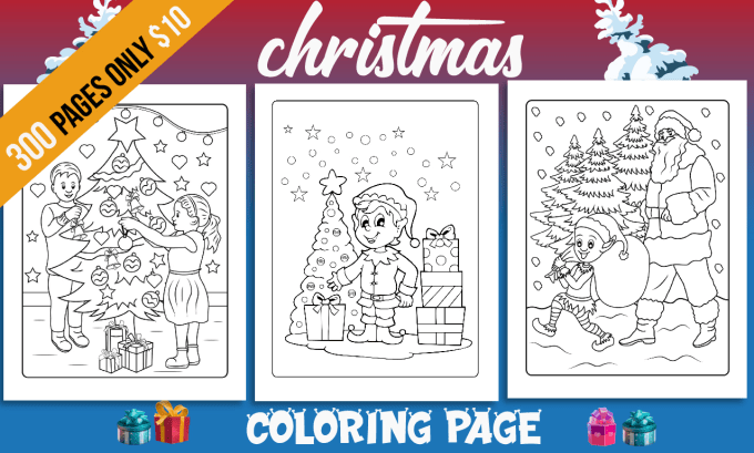 Gig Preview - Make you christmas coloring page for kids kdp